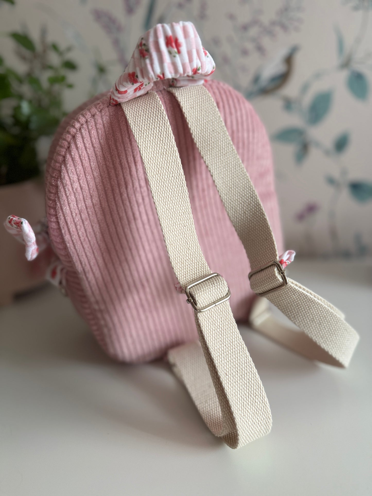 Mini backpack pink and flowers.In stock!