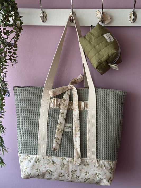 A.Tote bag Dalia green waffle(custom bag)