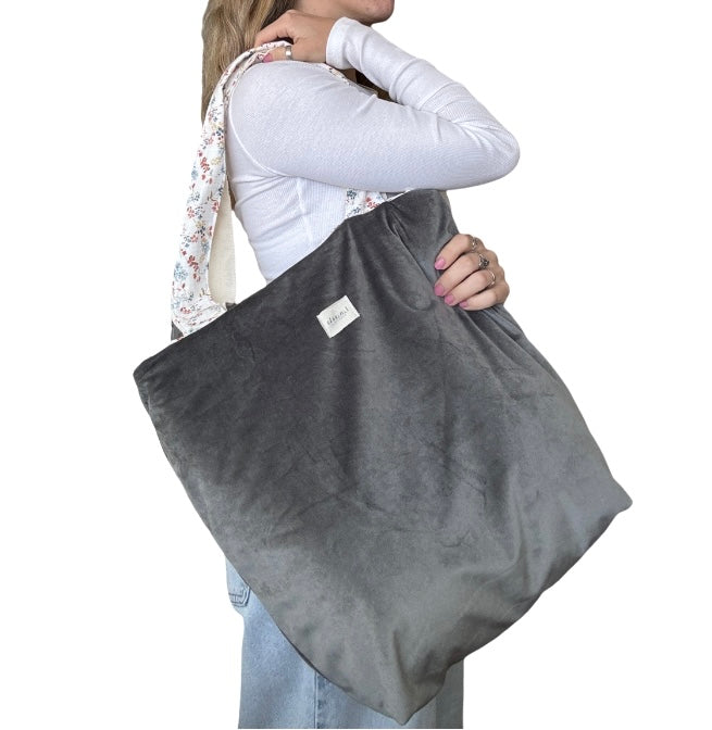 Tote bag velvet grey / lirio line