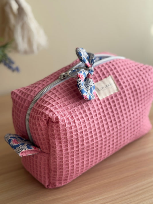 c.Cosmetic bag green waffle pink and blue love
