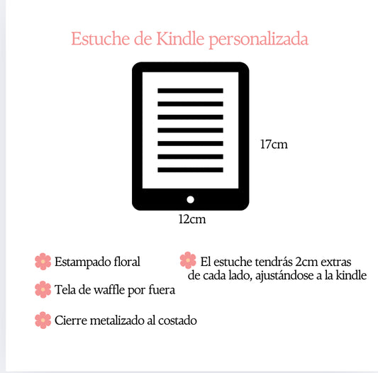 Estuche floral y waffle personalizado para kindle.