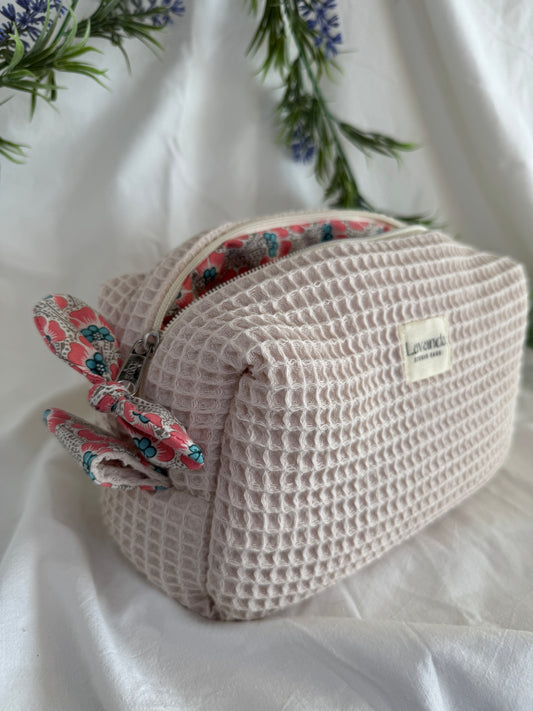 Cosmetic bag Ro,beige vanilla waffle.