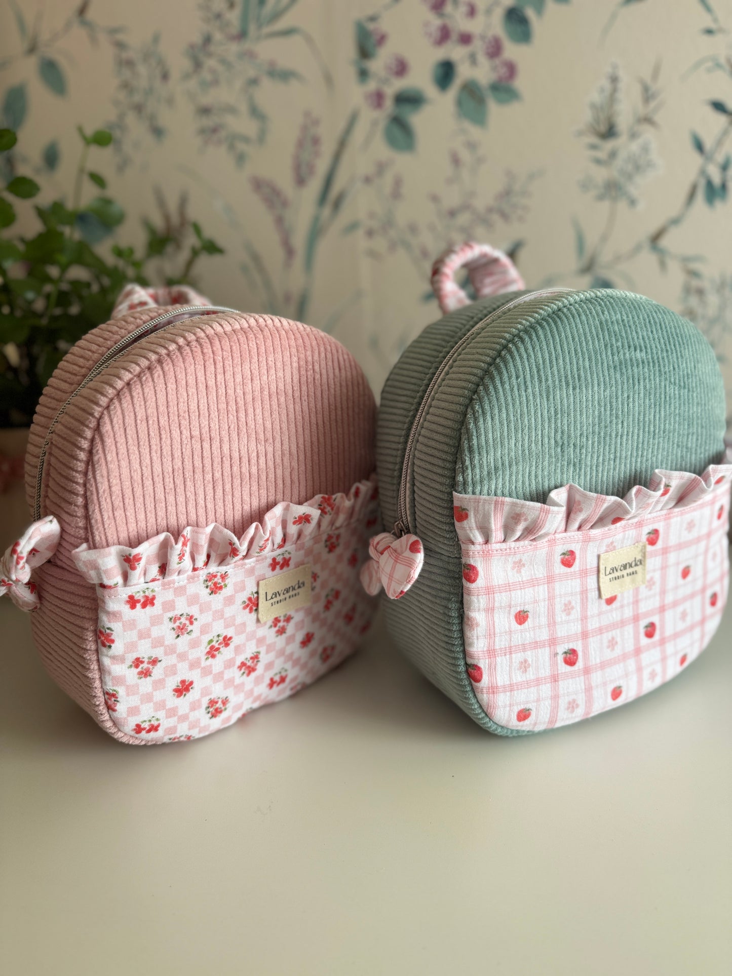 Mini backpack pink and flowers.In stock!